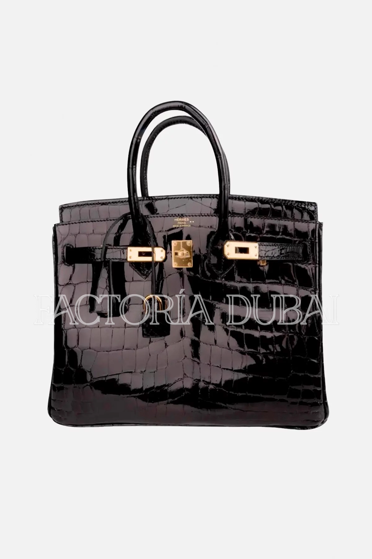 Hermes Birkin 25 Bag Black Crocodile Lisse GHW