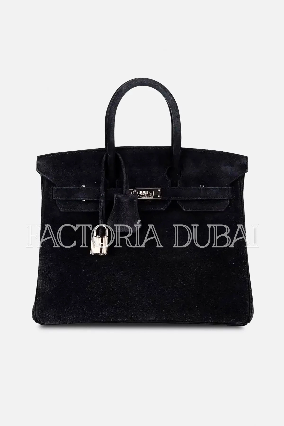 Hermes Birkin 25 Bag Black Doblis Suede PHW