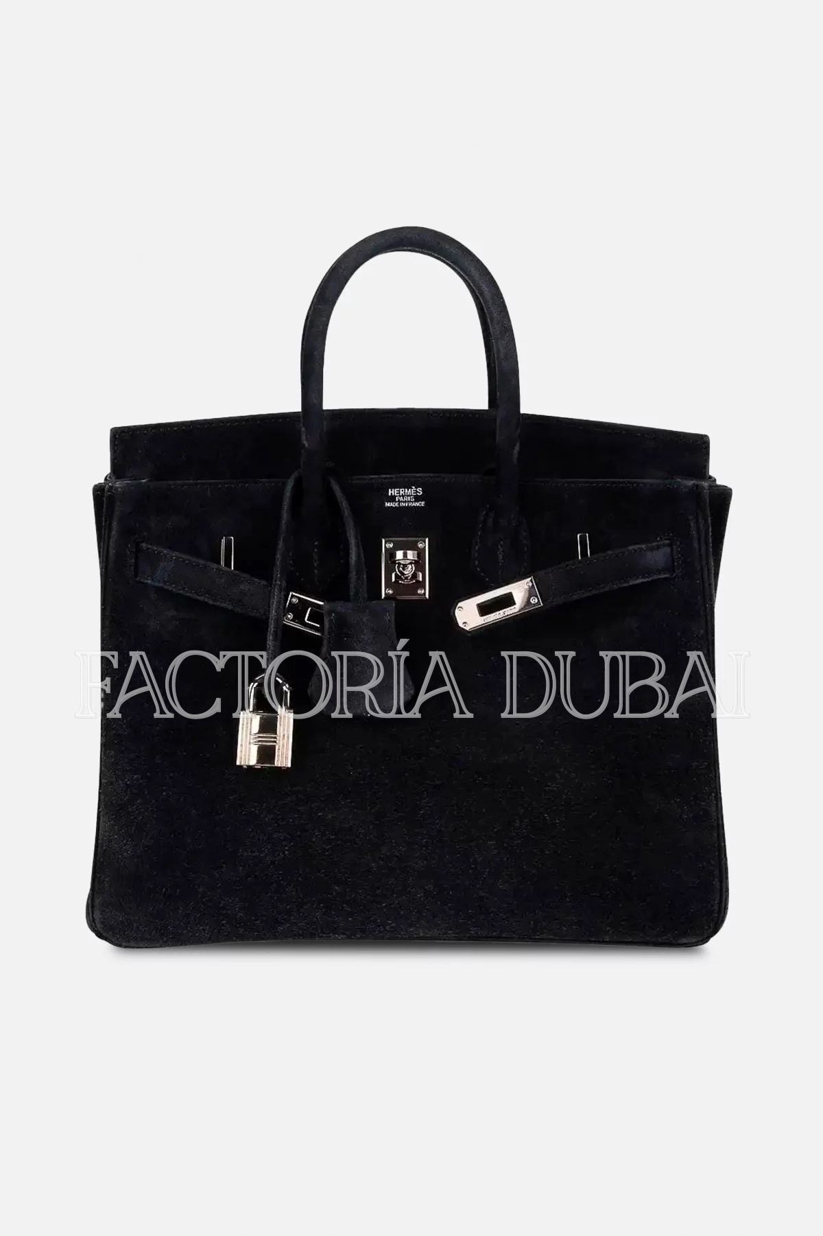 Hermes Birkin 25 Bag Black Doblis Suede PHW