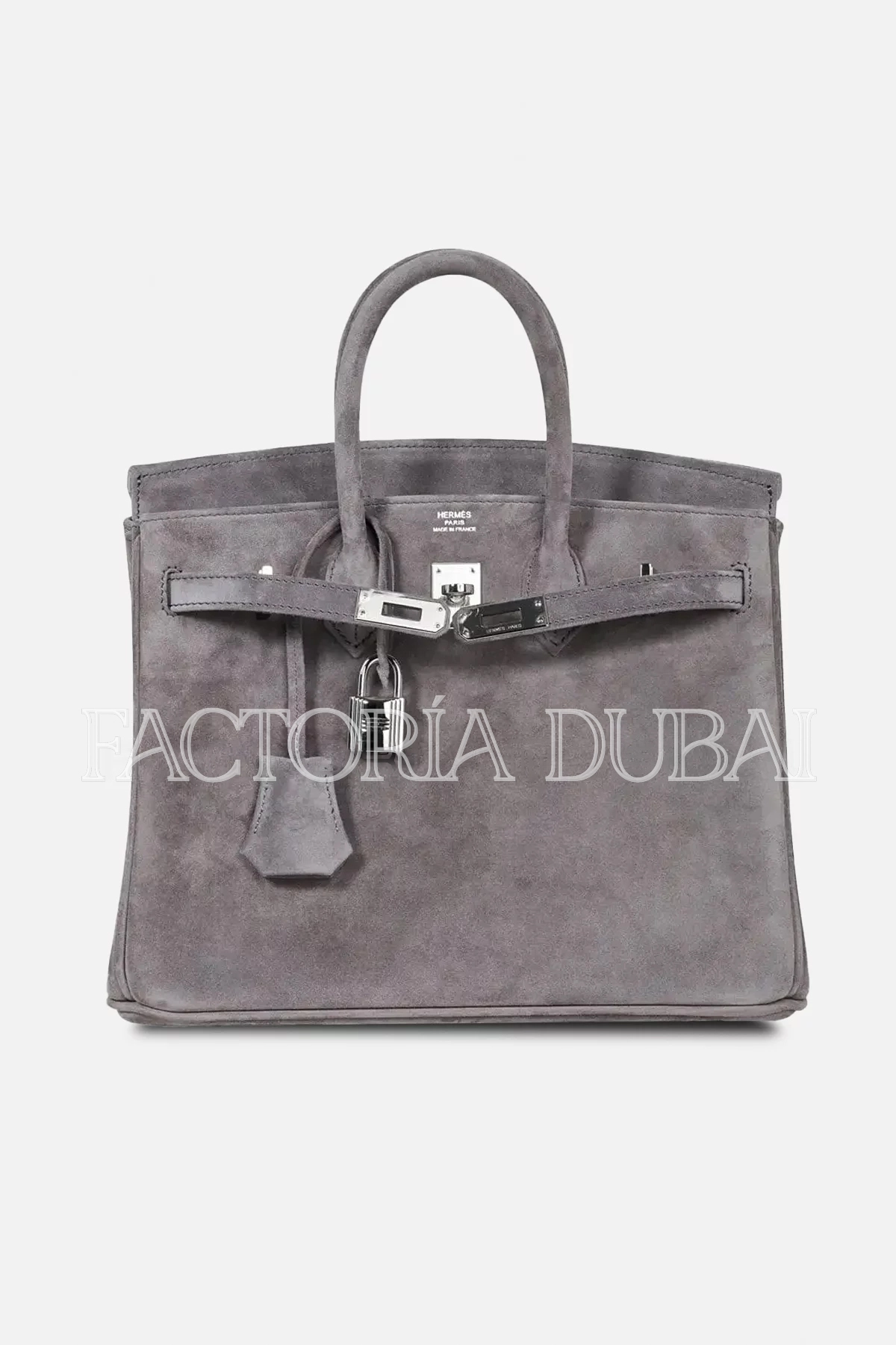 Hermes Birkin 25 Bag Gris Fume Doblis Suede PHW