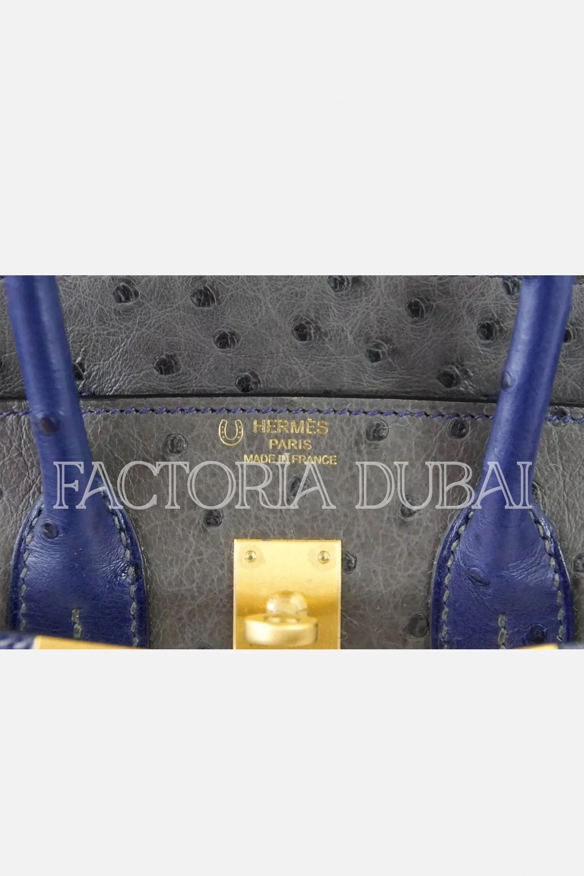 Hermes Birkin 25 Bag HSS Ostrich Gris Agate/Blue Sapphire Brushed Gold