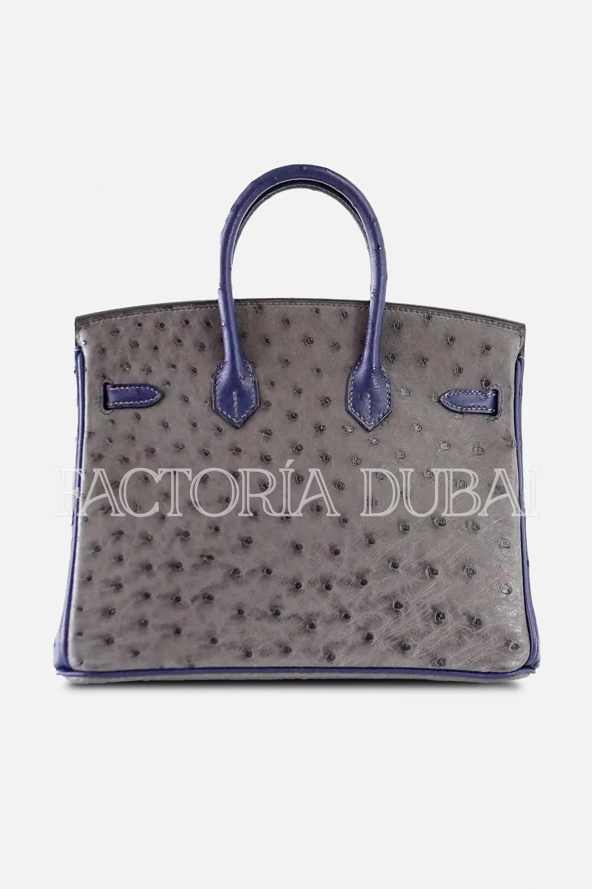 Hermes Birkin 25 Bag HSS Ostrich Gris Agate/Blue Sapphire Brushed Gold