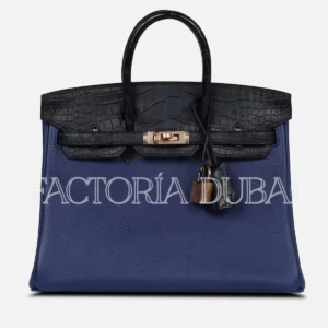 Hermès Birkin 25 Bleu Saphir Taurillion Novillo and Bleu Marine Matte Alligator Touch RGHW