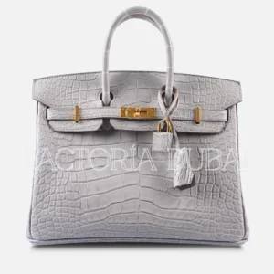 Hermes Birkin 25 Matte Gris Perle Alligator GHW