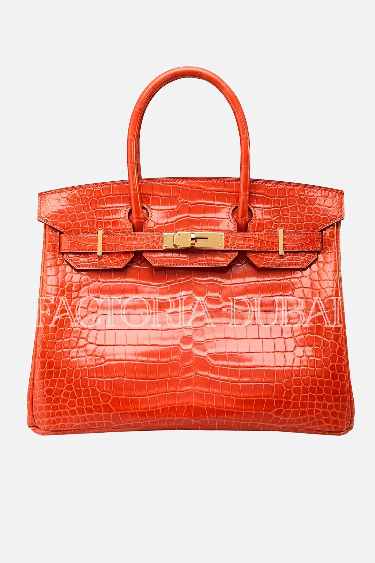 Hermes Birkin 30 Shiny Orange Poppy Porosus GHW
