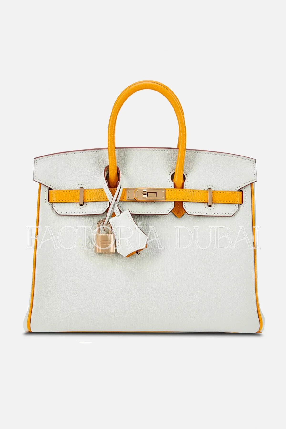 Hermès HSS Birkin 25 Gris Perle and Jaune Ambre Chèvre Mysore Permabrass Hardware