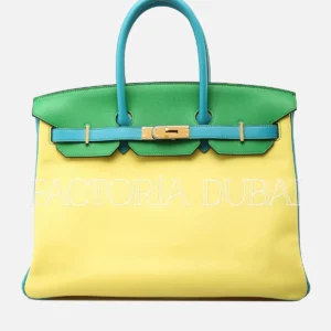 Hermes HSS Birkin 35 Soufre/Bamboo/Bleu Izmir Brushed GHW