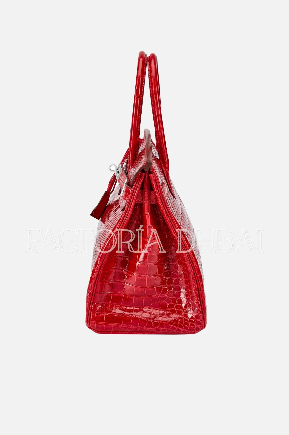 Hermes Rouge Braise Shiny Porosus Crocodile Birkin 30 18K White Gold and Diamond Hardware