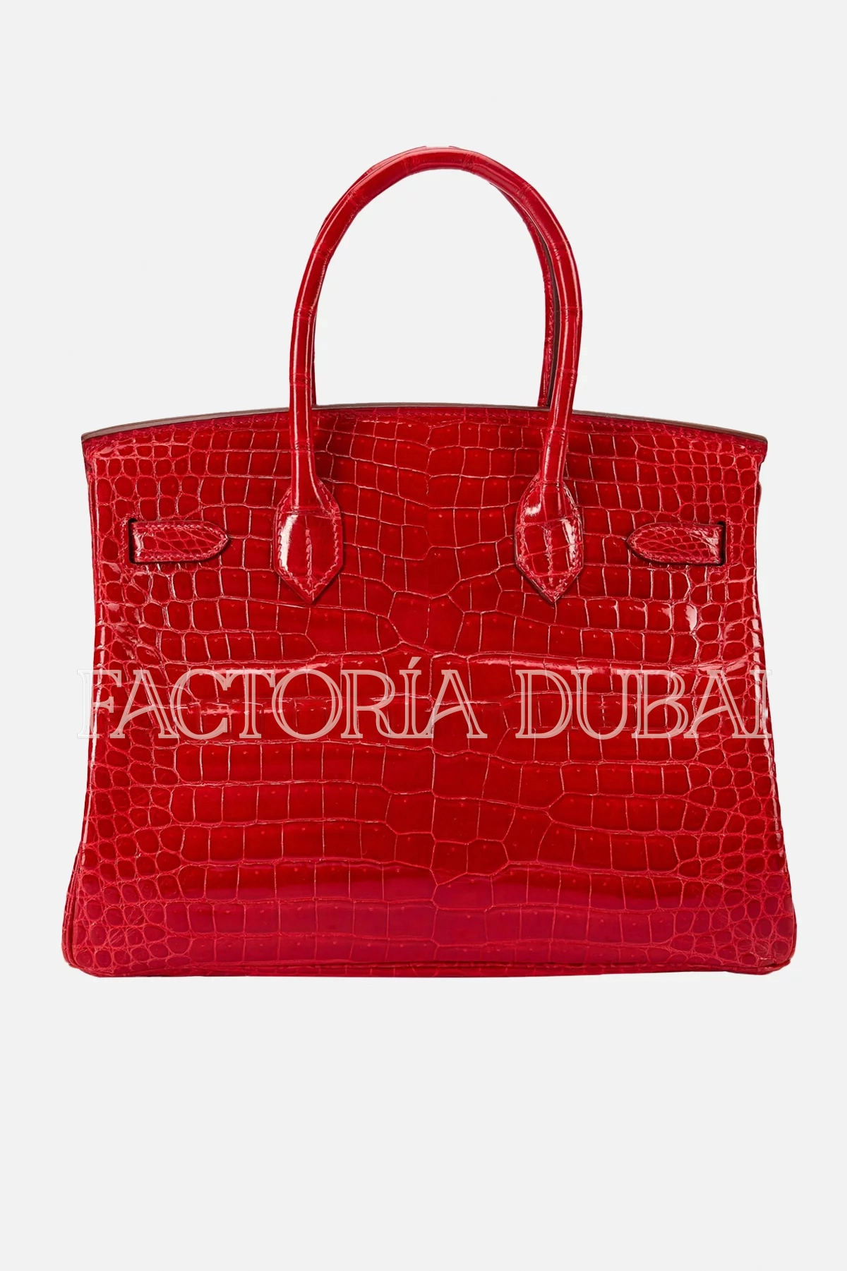 Hermes Rouge Braise Shiny Porosus Crocodile Birkin 30 18K White Gold and Diamond Hardware