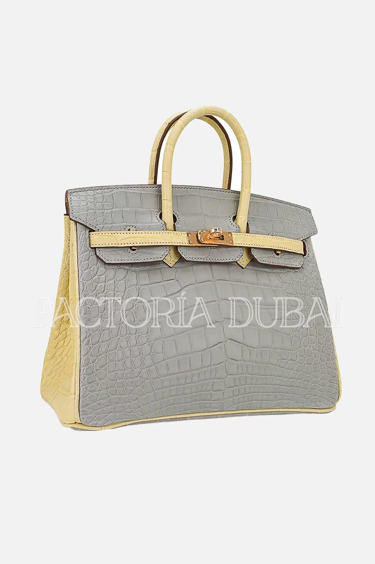 Hermes Special Order HSS Birkin 25 Bag Gris Perle & Vanille Matte Alligator RGHW